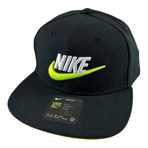 Nike Pro Cap Hat Youth Unisex Adjustable SnapBack Black Spell Out Swoosh NWT